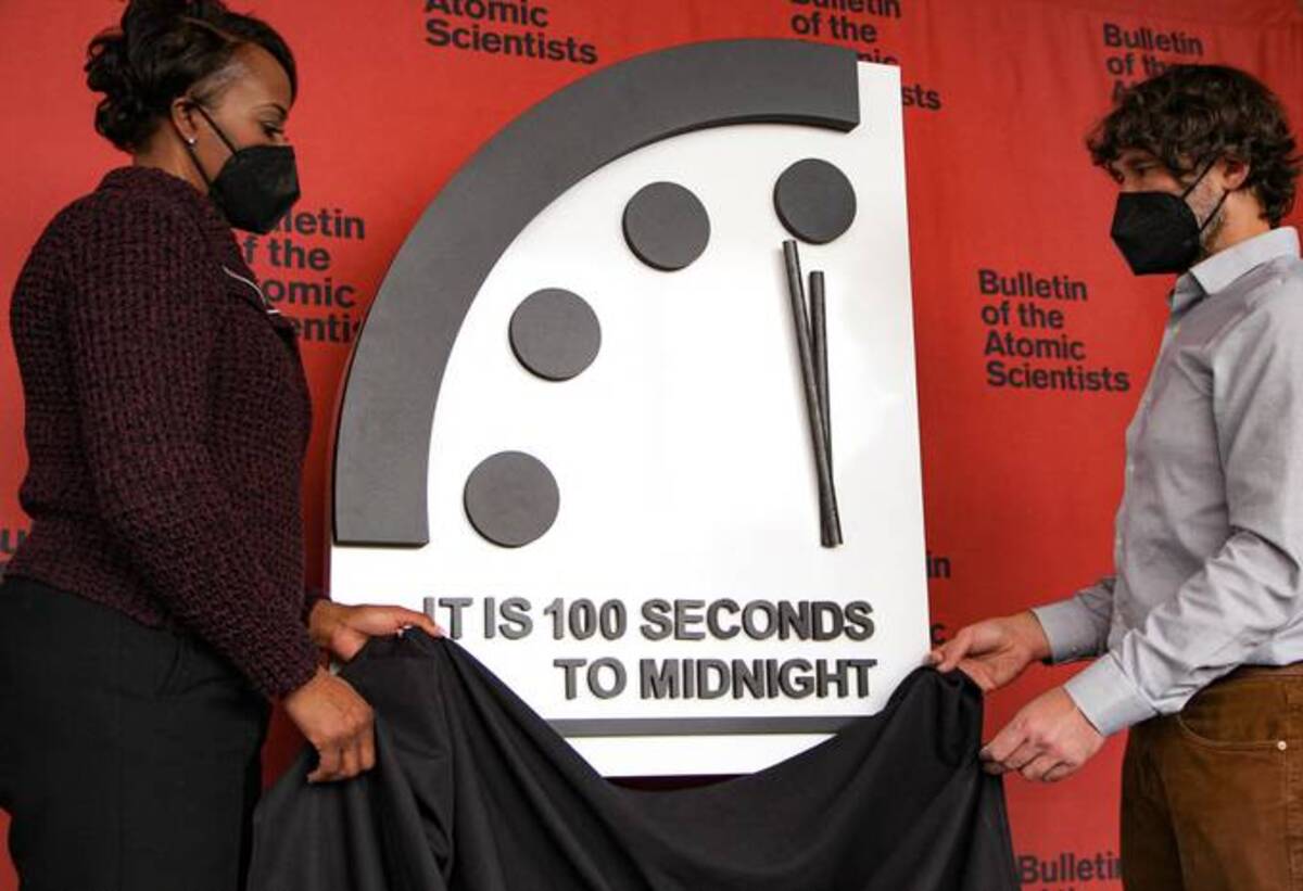 The Doomsday Clock is unveiled on Jan. 20 in D.C. (Hastings Group/AFP/Getty Images)