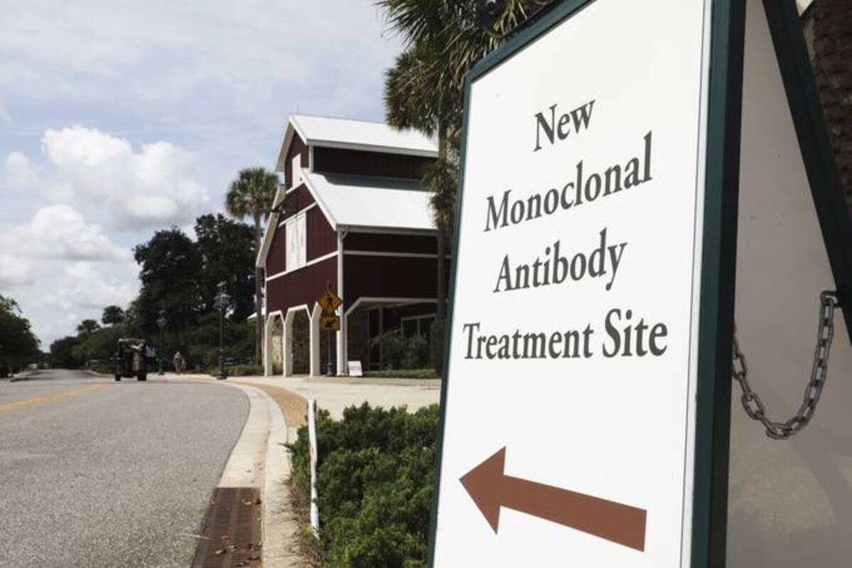 The Barnstorm Theater in The Villages, Florida has been converted into a monoclonal antibody treatment center. (Photo by Eve Edelheit for The Washington Post)