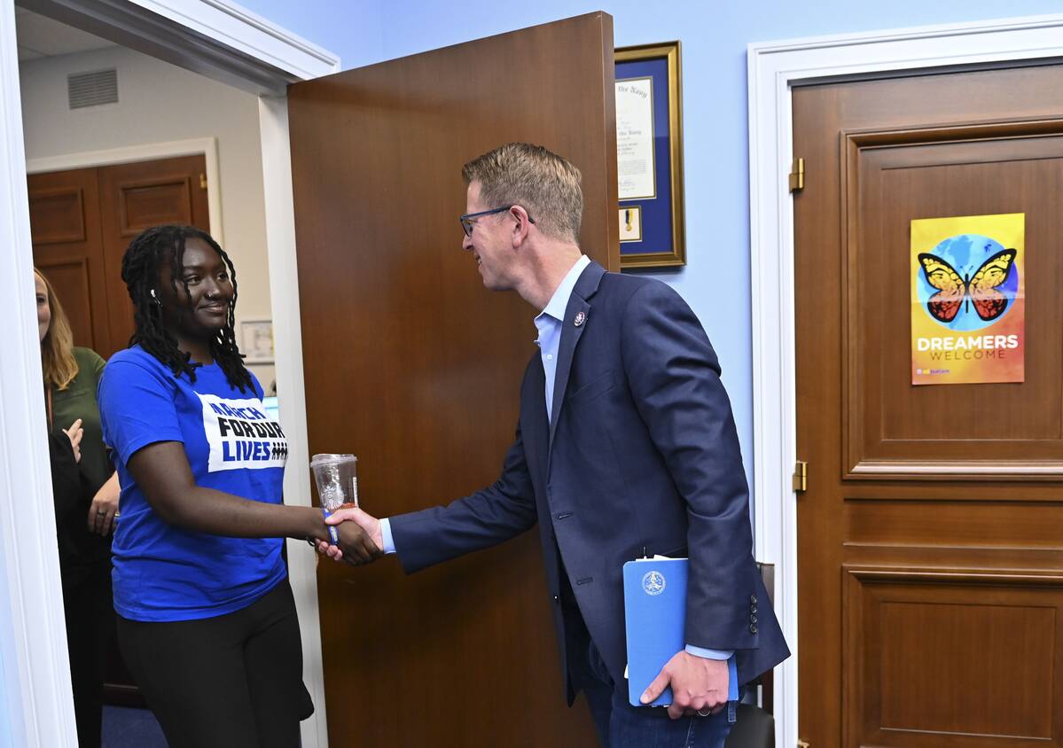 Rep. Derek Kilmer (D-Wash.) meets with a group at the Rayburn House Office Building in D.C. on June 10. (Ricky Carioti/The Washington Post)