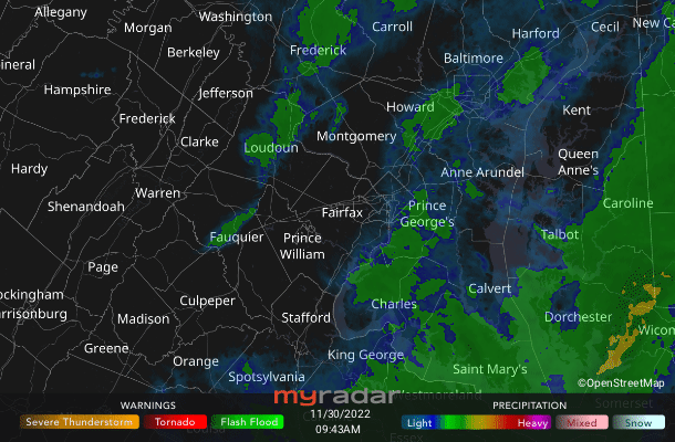 Radar courtesy MyRadar | © OpenStreetMap contributors