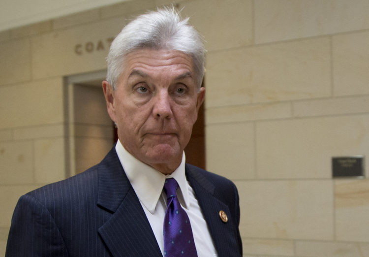 Rep. Roger Williams, R-Texas, leaves a classified members-only briefing. (Carolyn Kaster/AP File Photo)</p>  