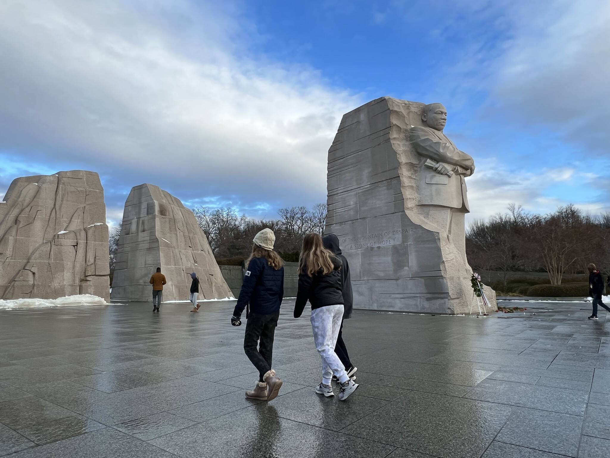 Clouds and peeks of blue sky over the Martin Luther King Jr. Memorial on Jan. 17.