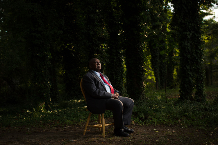 Charles Person, one of the original 13 Freedom Riders in 1961, poses for a portrait outside his Atlanta home. "I was too young to be scared," says Person, who 18 then. (Kevin D. Liles/For the Washington Post)</p>  