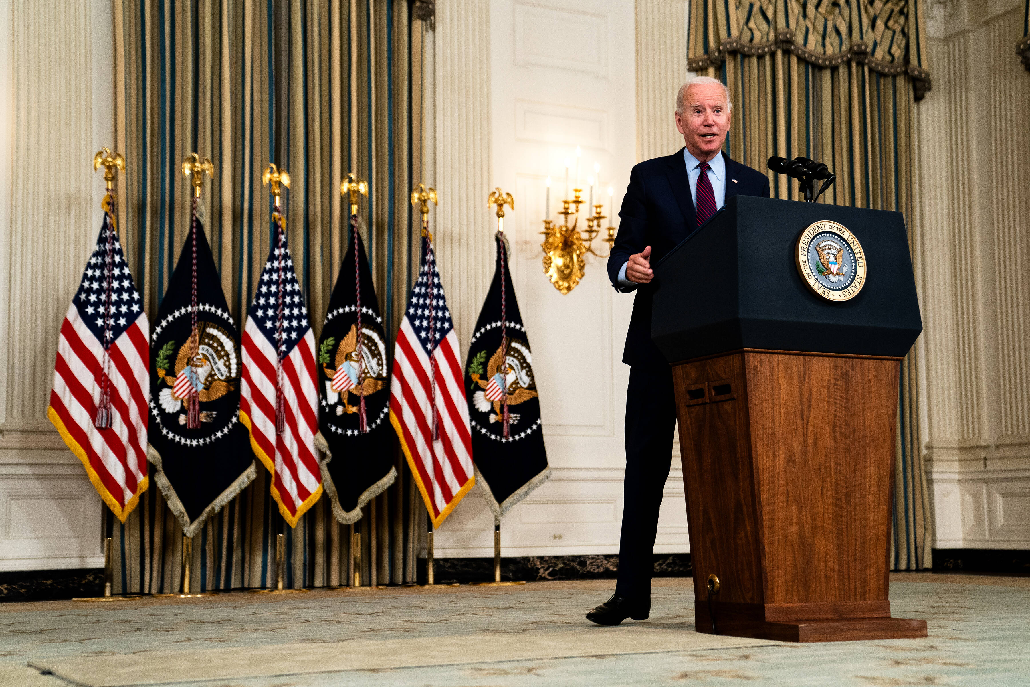 Biden spoke on the debt limit on Monday. (Demetrius Freeman/The Washington Post)