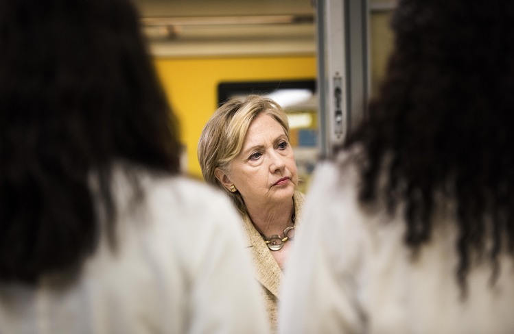 Hillary Clinton tours Borinquen Medical Center in Miami&nbsp;yesterday. The facility&nbsp;serves the area identified by the CDC as where the Zika Virus is being spread by mosquitos.&nbsp;(Melina Mara/The Washington Post)</p>  