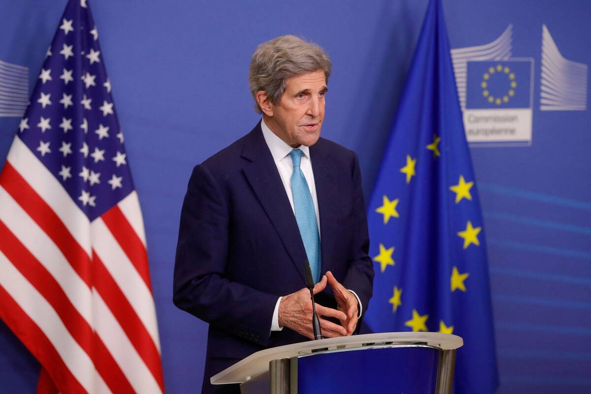 U.S. climate envoy John F. Kerry speaks at the European Commission in Brussels on Dec. 9. (Stephanie Lecocq/Pool/Reuters)