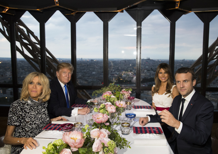 Donald and Melania Trump dine with Emmanuel and Brigitte Macron in Paris. (AP/Carolyn Kaster)  