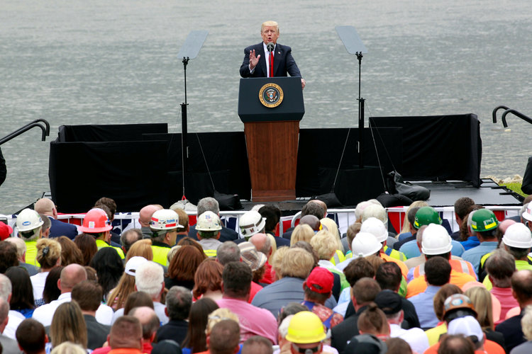 Trump speaks last week in Cincinnati. (John Sommers II/Reuters)</p>  