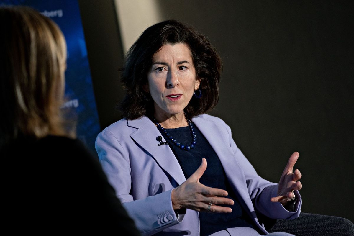 Commerce Secretary Gina Raimondo during an interview in D.C. on Thursday. (Andrew Harrer/Bloomberg News)