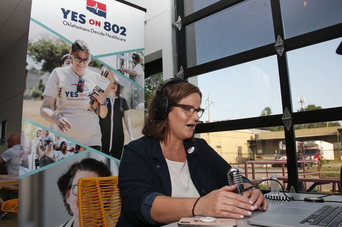 Amber England, campaign manager for Yes on 802, awaits results in a vote in 2020 on whether to amend the state constitution to expand Medicaid. (Sue Ogrocki/AP)