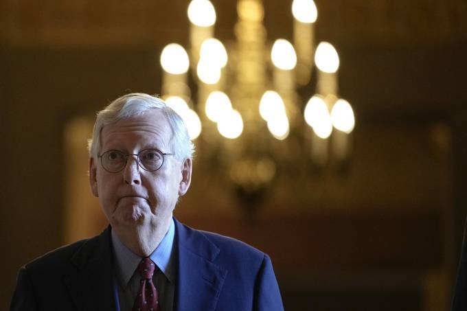 &nbsp;Senate Minority Leader Mitch McConnell (R-Ky) on Monday. (Drew Angerer/Getty Images)