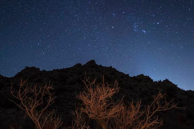 Stars in the sky in the Spirit Mountain Wilderness in Laughlin, Nevada, on Nov. 15. (Kyle Grillot for The Washington Post)