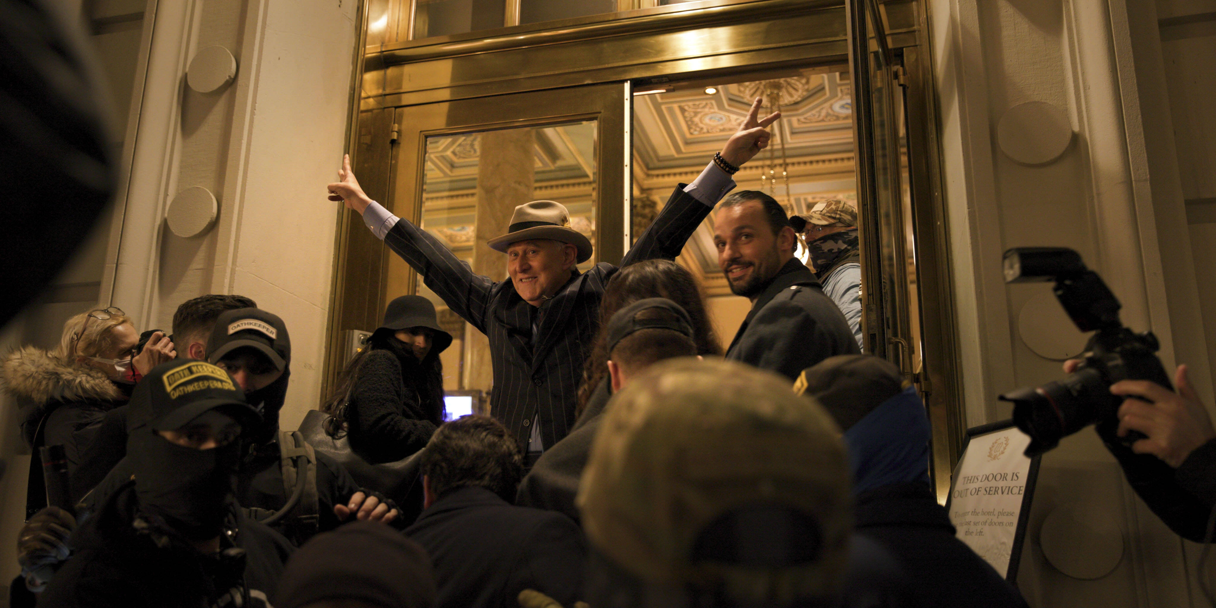 Roger Stone outside D.C.'s Willard Hotel on Jan. 5, 2021. (