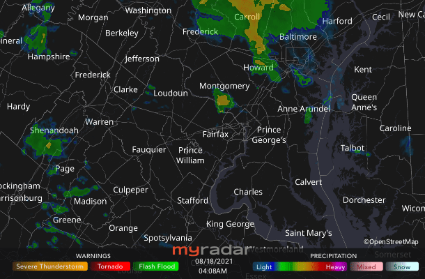 Radar courtesy MyRadar | © OpenStreetMap contributors
