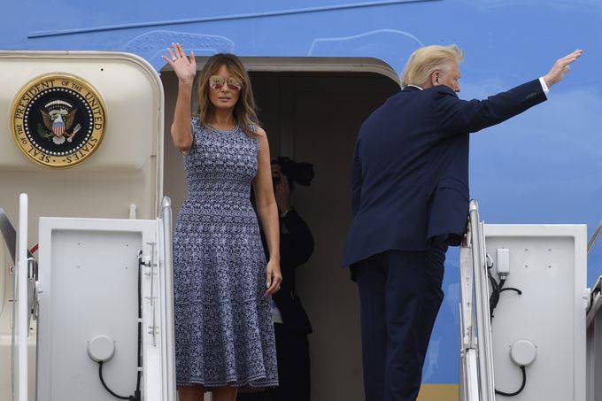 President Trump and First Lady Melania Trump board Air Force One on May 27 for a day trip to Florida. (Susan Walsh/AP)