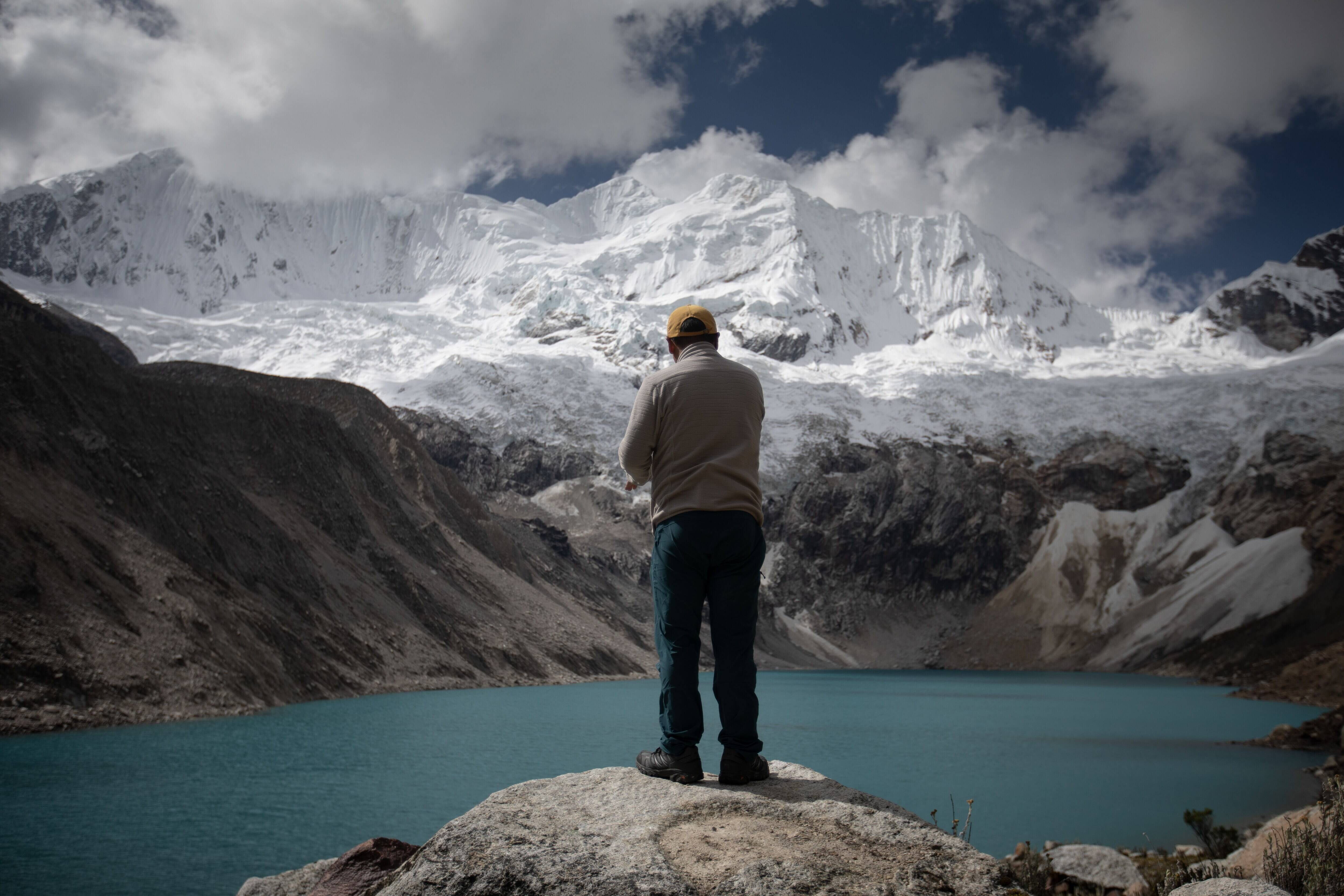 Saul Luciano Lliuya visits the lake Palcacocha in Huaraz, Peru on May 23. (Angela Ponce for The Washington Post)