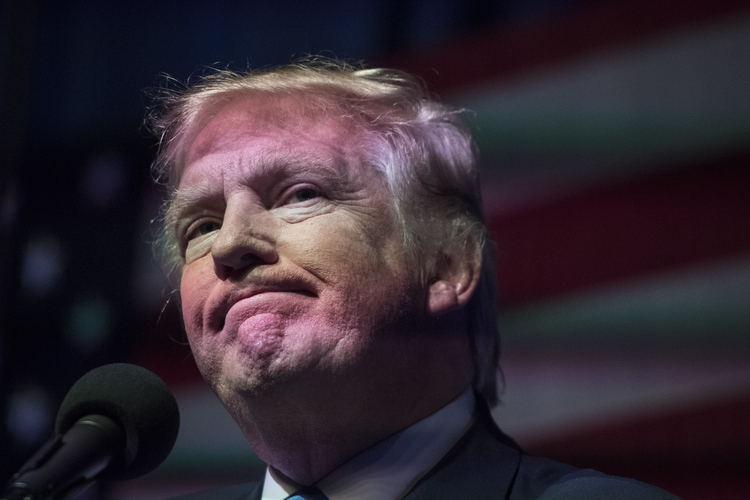 Donald Trump campaigns yesterday in Scranton, Pa. (Photo by Jabin Botsford/The Washington Post)</p>  