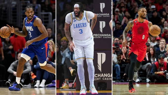 Kawhi Leonard, Anthony Davis and Damian Lillard are all dealing with injuries early this season. (Alex Gallardo, Michael Owen Baker and Craig Mitchelldyer/AP)