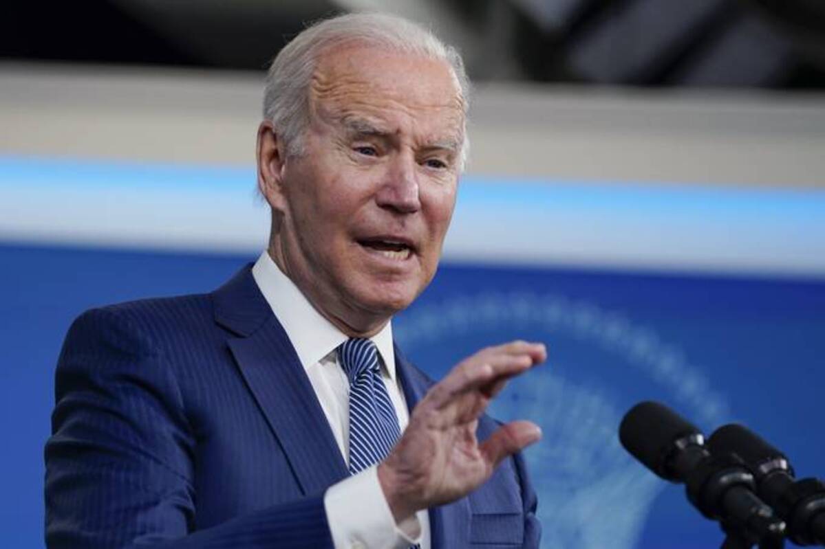 President Joe Biden speaks Wednesday in the South Court Auditorium on the White House campus. (Evan Vucci/AP)