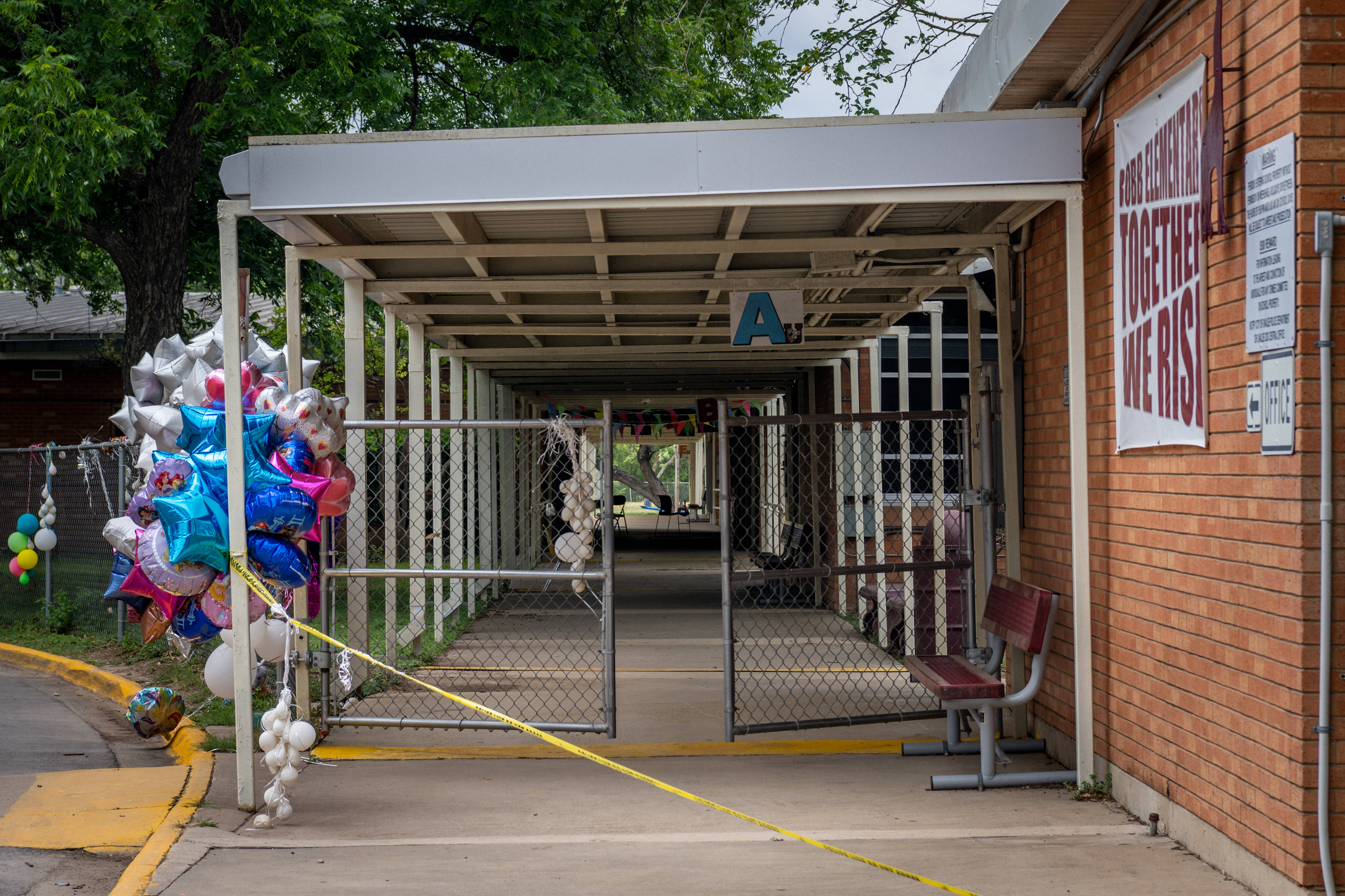 Robb Elementary on Tuesday. (Brandon Bell/Getty Images)