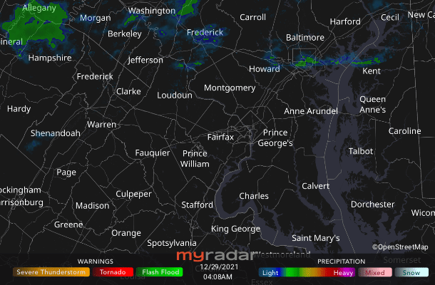 Radar courtesy MyRadar | © OpenStreetMap contributors