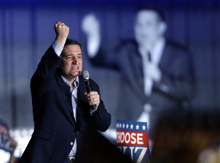 Ted Cruz campaigns last year in&nbsp;Indianapolis. (Michael Conroy/AP)</p>  