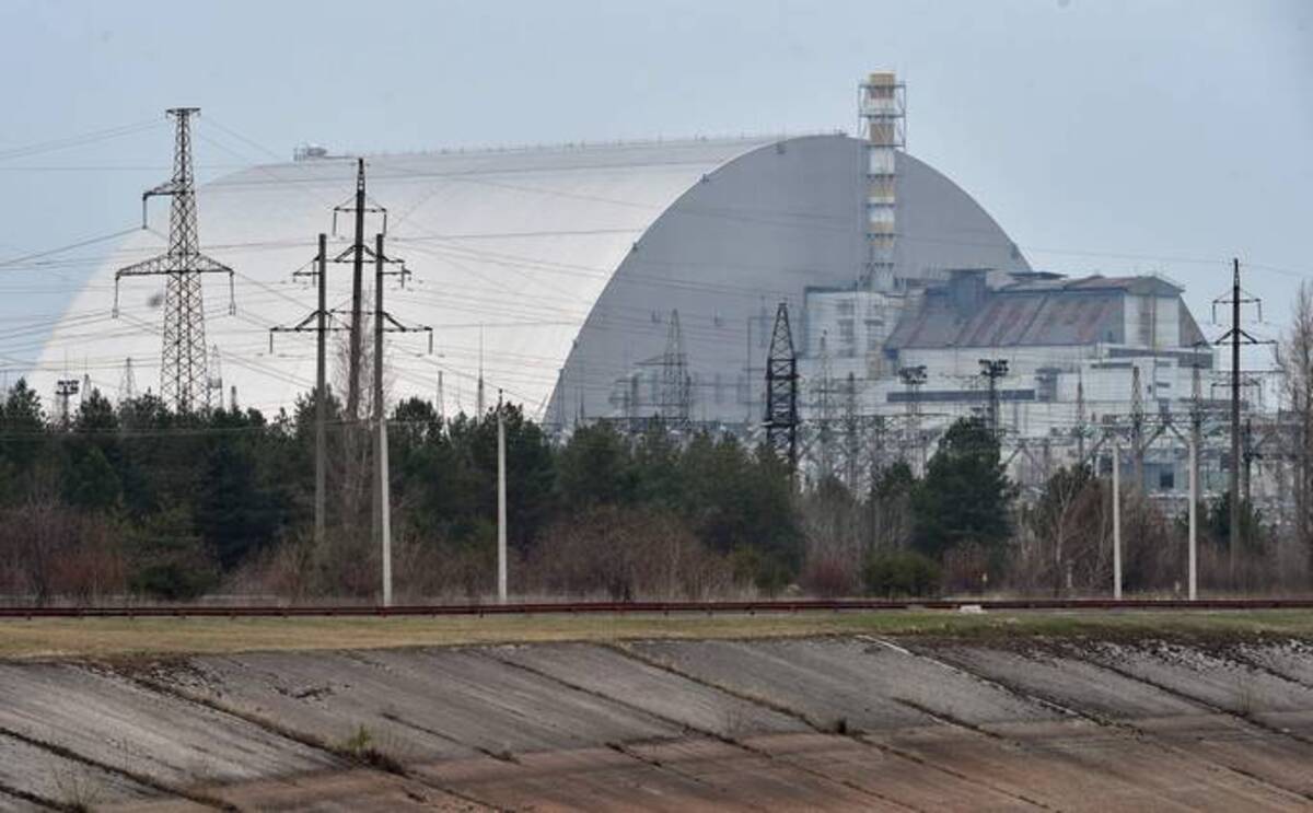 A protective dome at the Chernobyl nuclear power plant site. (Sergei Supinsky/AFP/Getty Images)