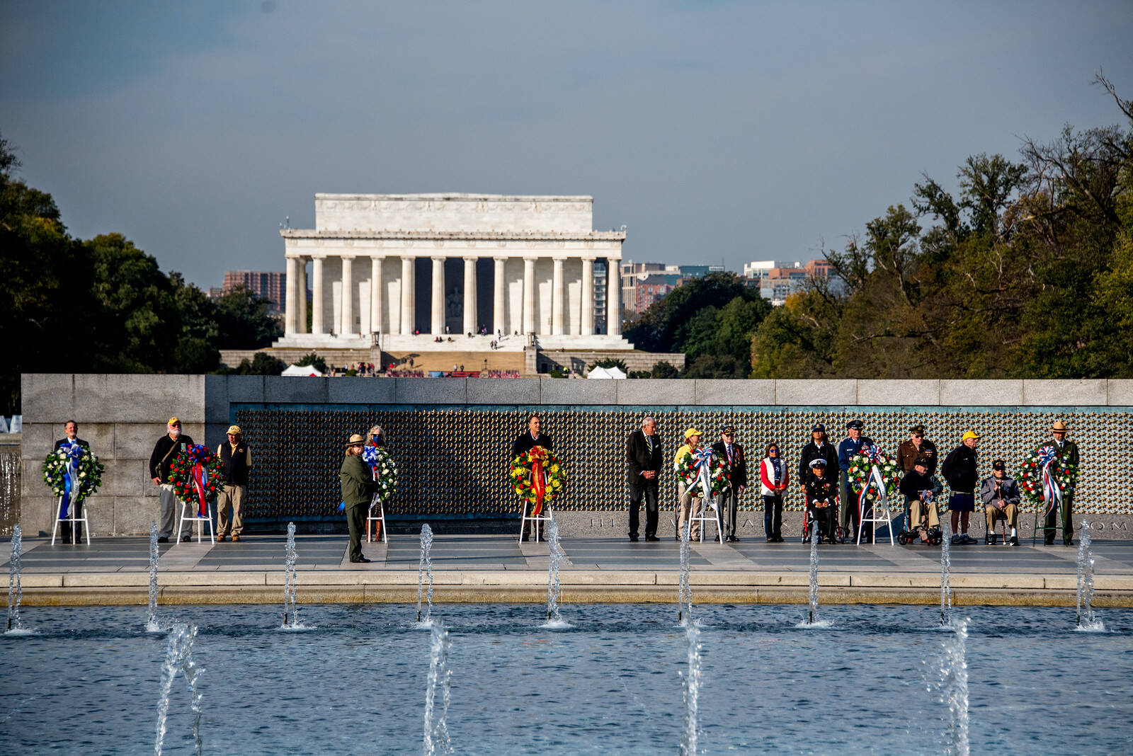 Memorial on the National Mall during Veterans Day.