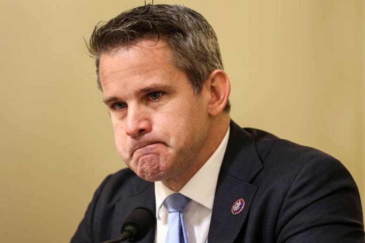 Rep. Adam Kinzinger (R-Ill.) gets emotional as he speaks during a hearing by the House Select Committee investigating the Jan. 6 attack on Capitol Hill. (Oliver Contreras/Pool via Reuters)