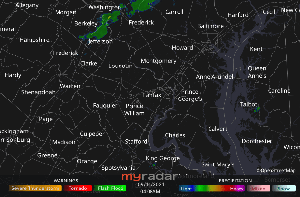 Radar courtesy MyRadar | © OpenStreetMap contributors