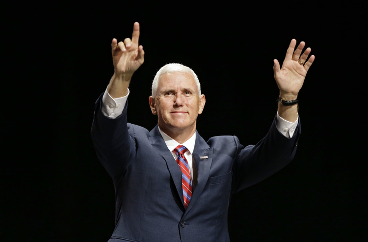 Mike Pence in Raleigh, N.C., last week&nbsp;(AP Photo/Gerry Broome)</p>  