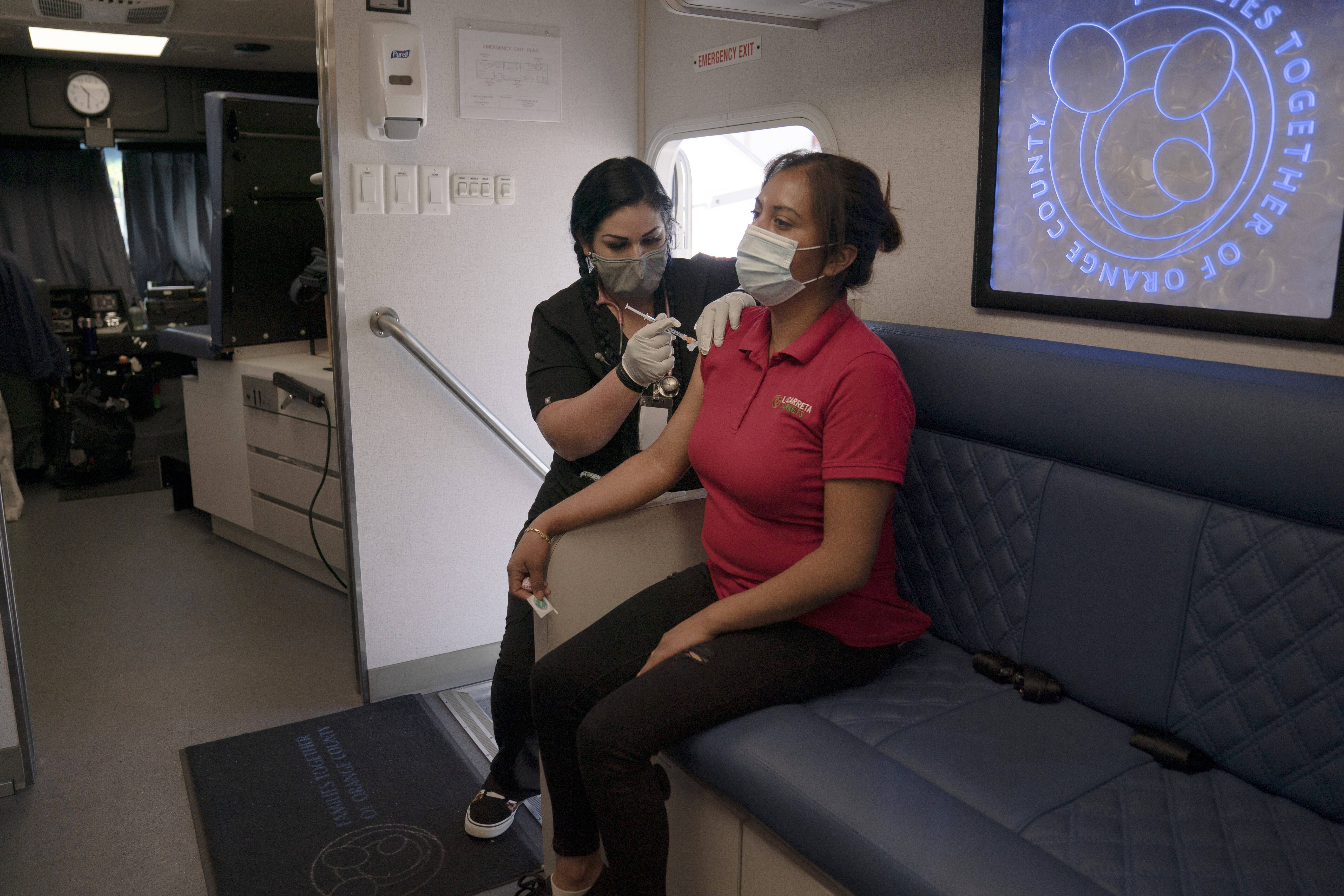 A mobile vaccine clinic in California. (AP Photo/Jae C. Hong)