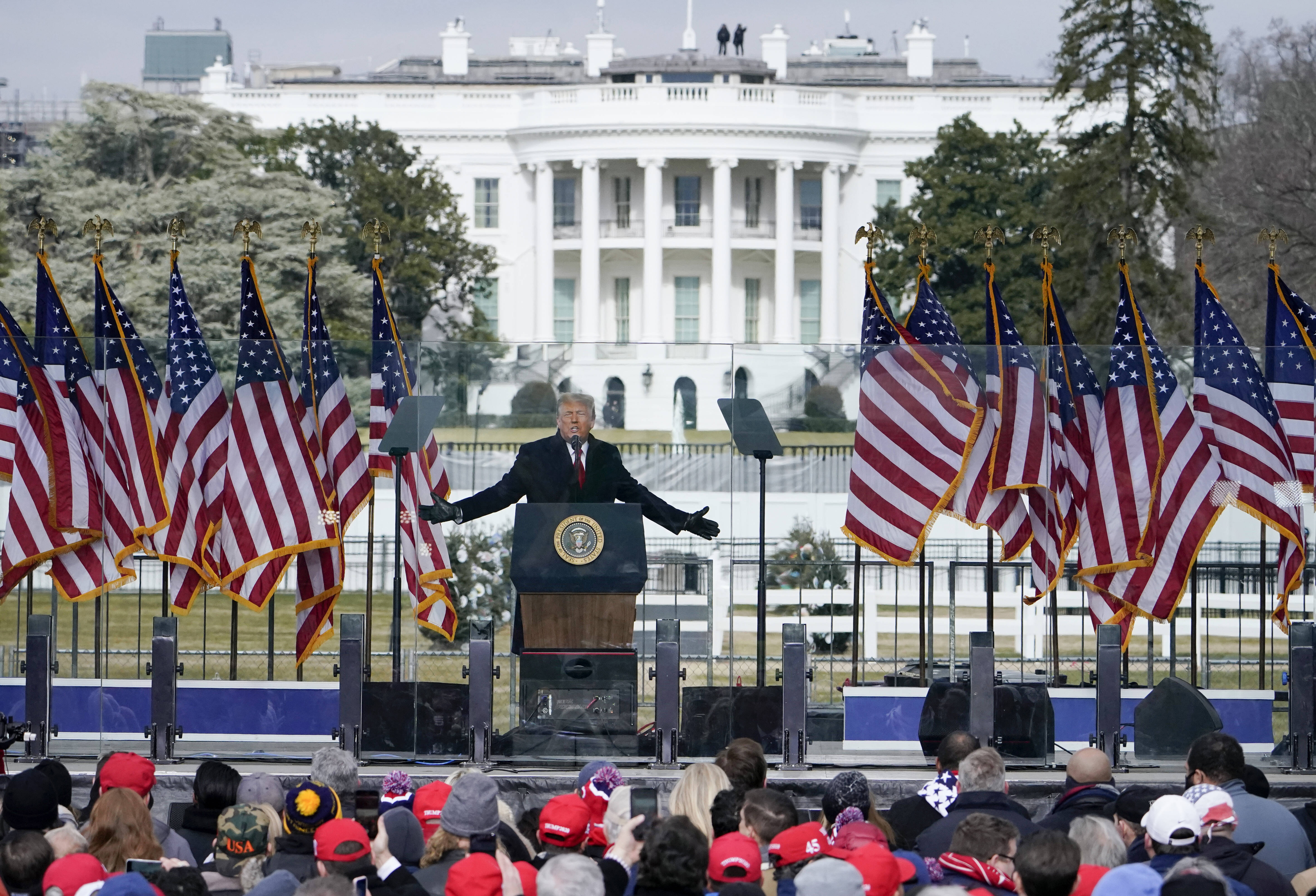 Trump speaks on Jan. 6, 2021, just before the attack (Jacquelyn Martin/AP)