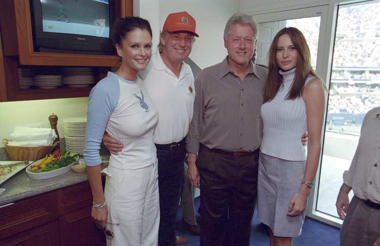 Donald and Melania&nbsp;pose for a picture with then President Bill Clinton and model Kylie Bax at the U.S. Open in New York&nbsp;on Sept. 8, 2000. This photo was released Friday by&nbsp;the Clinton Presidential Library.</p>  