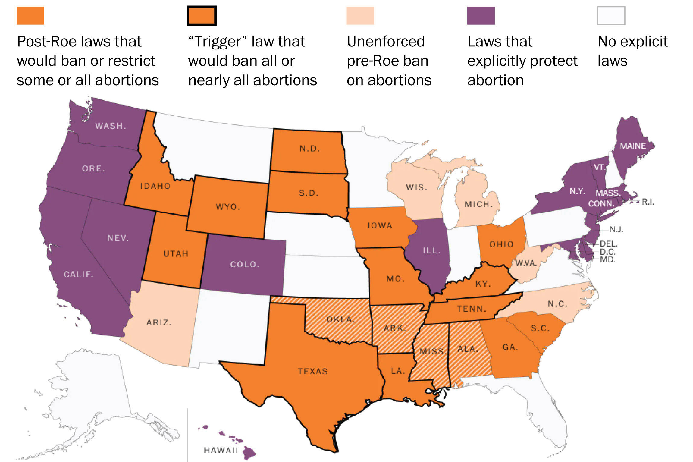 States that would ban abortion upon the Supreme Court ending Roe. (Daniela Santamariña/The Washington Post) (Daniela Santamarina/The Washington Post)