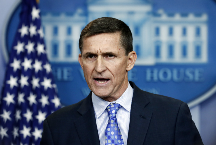 Michael Flynn speaks during the daily news briefing at the White House. (AP/Carolyn Kaster)</p>