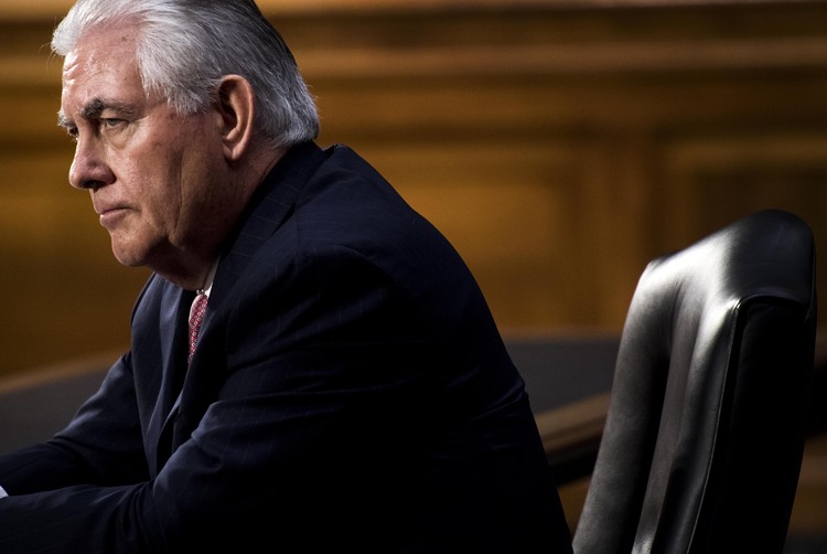 Tillerson&nbsp;speaks. (Melina Mara/The Washington Post)</p>  