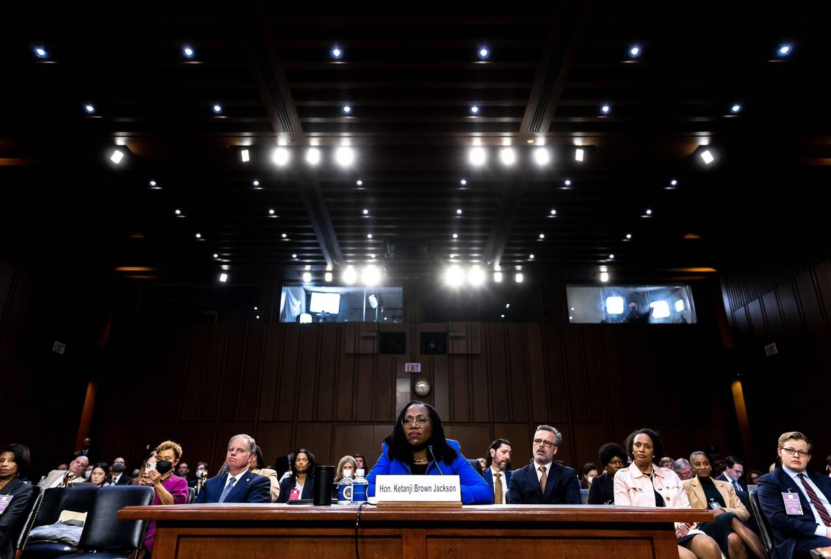 Judge Ketanji Brown Jackson during a Senate Judiciary Committee confirmation hearing on Wed., March 23. (Julia Nikhinson/Bloomberg)