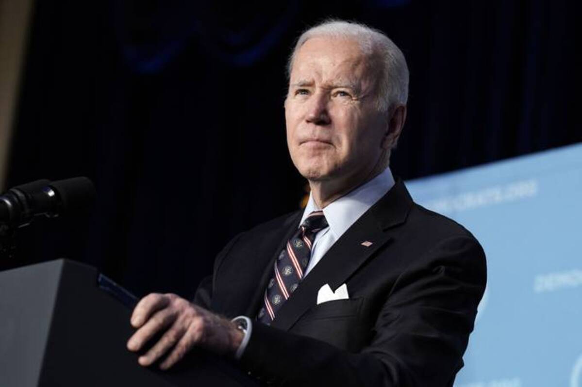 President Biden speaks at the Democratic National Committee Winter Meeting in Washington, D.C., on March 10. (Yuri Gripas/Abaca/Bloomberg News)