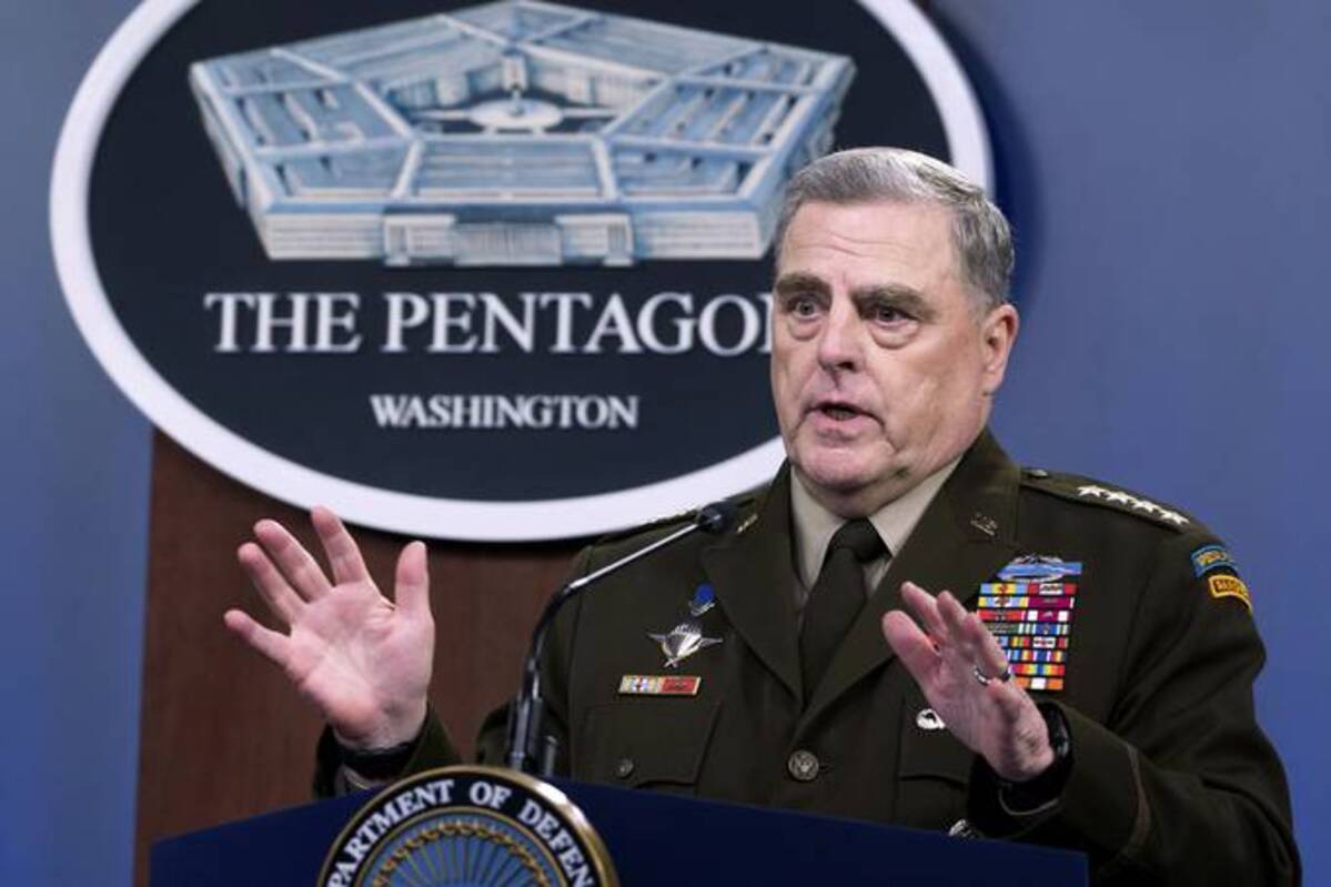 Joint Chiefs Chairman Gen. Mark A. Milley speaks at a media briefing at the Pentagon in Washington, July 21, 2021. (Kevin Wolf/AP)