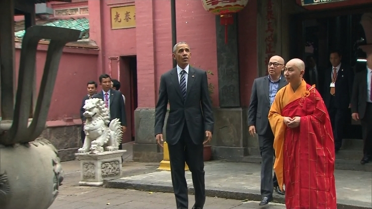 President Obama visits Vietnam's commercial hub to tout TPP.</p>