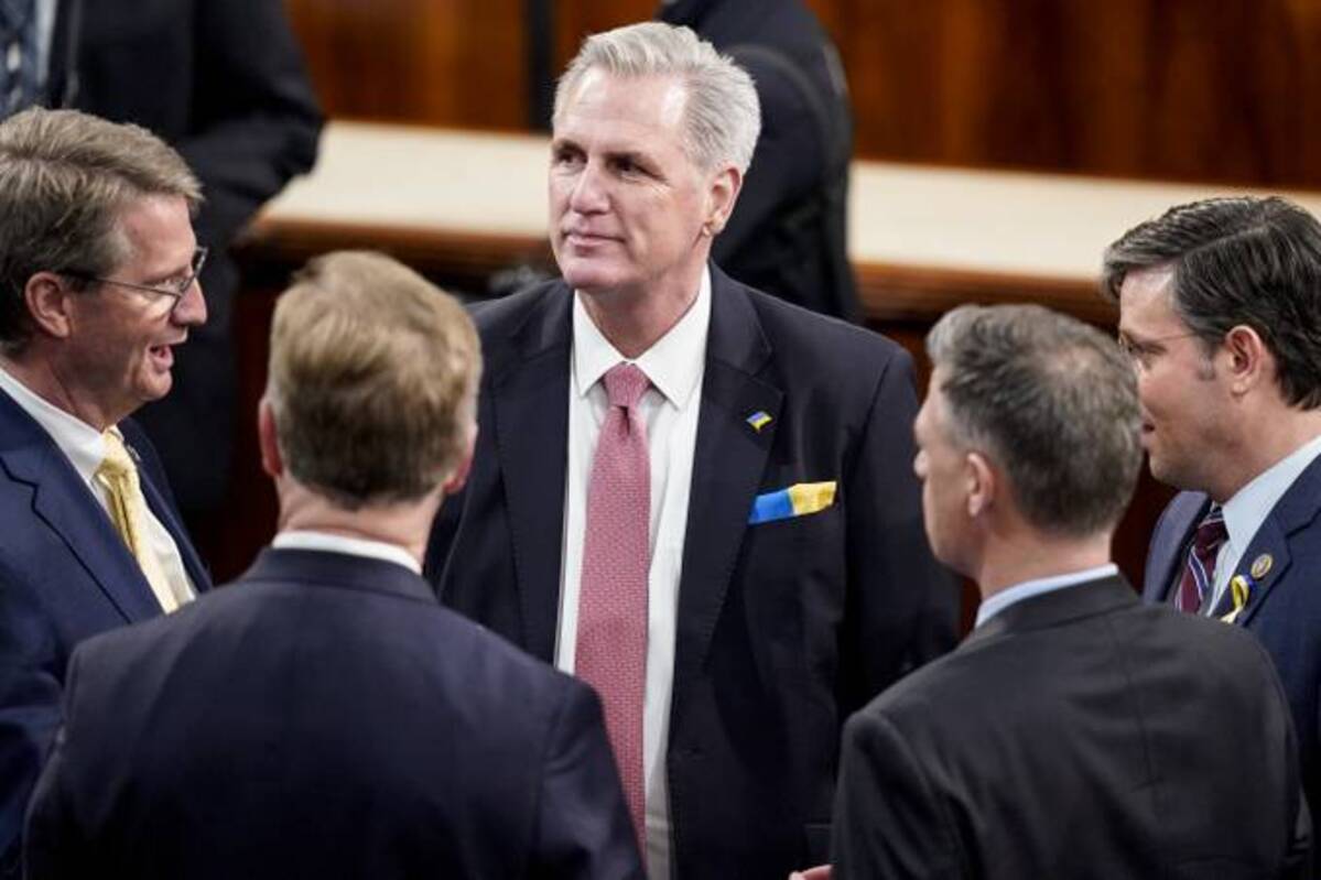 House Minority Leader Kevin McCarthy (R-Calif.) is seen ahead of President Joe Biden's State of the Union on March 1. (Photo by Jabin Botsford/The Washington Post)