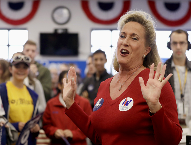 Ann Wagner speaks to supporters at her campaign office last fall. She's decided to not risk her safe suburban St. Louis House seat. (Jeff Roberson/AP)</p>
