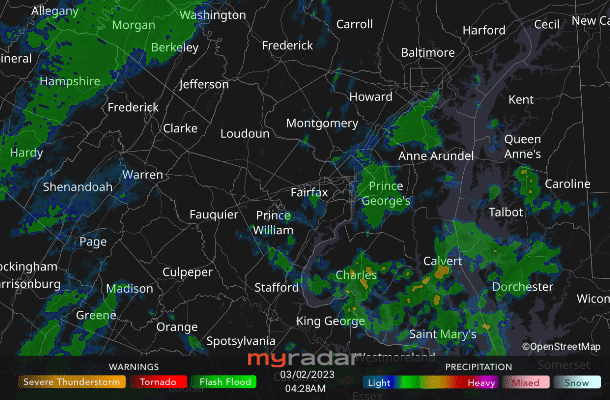Radar courtesy MyRadar | © OpenStreetMap contributors
