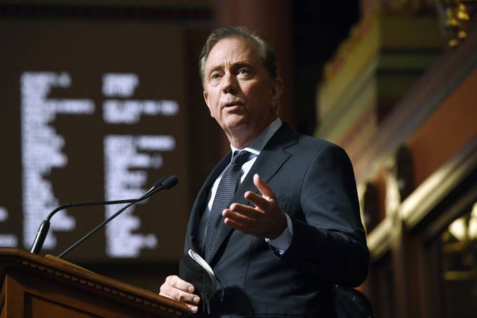 In this Feb. 9, 2022 file photo, Connecticut Gov. Ned Lamont delivers the State of the State address during opening session at the State Capitol in Hartford, Conn. (AP Photo/Jessica Hill)