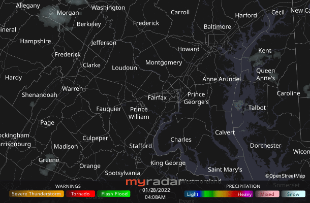 Radar courtesy MyRadar | © OpenStreetMap contributors