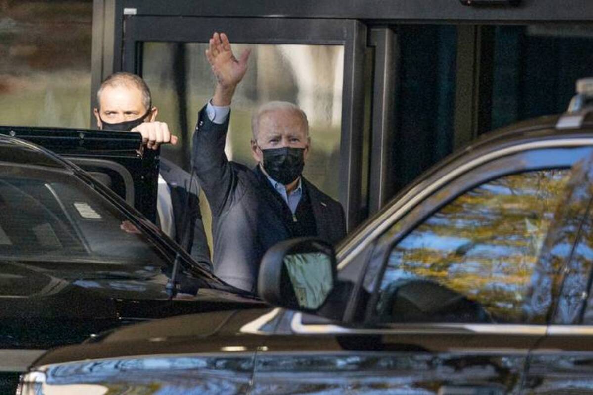 President Biden arrives at Walter Reed National Military Medical Center for a physical exam. (Evan Vucci/AP)