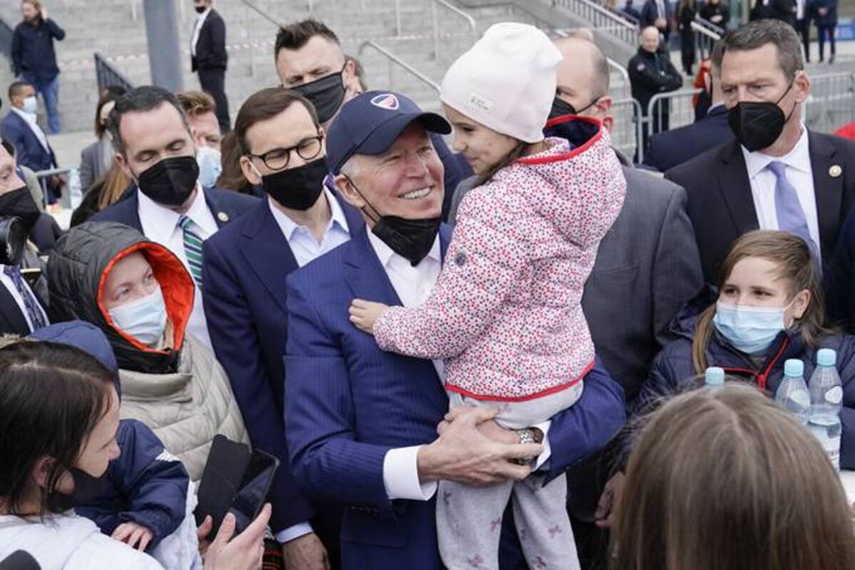 President Biden meets with Ukrainian refugees during a visit to Poland last weekend. (Evan Vucci/AP)