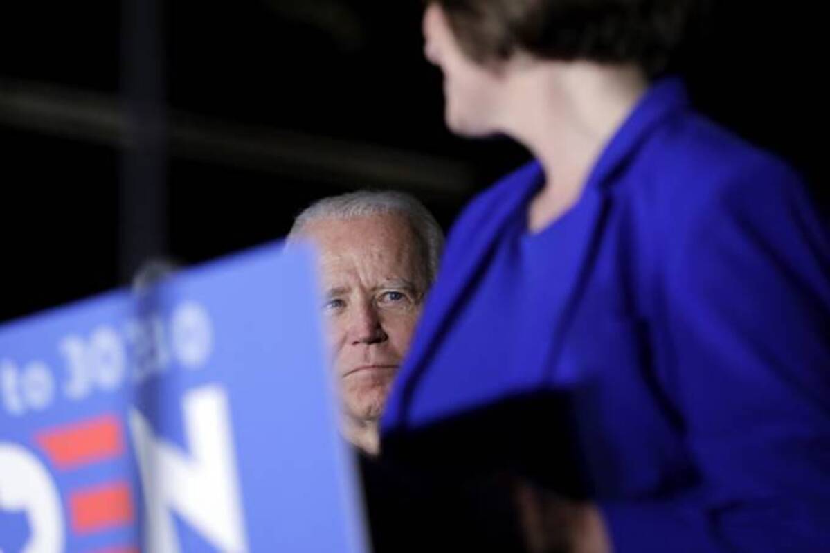 Sen. Amy Klobuchar (D-Minn.) endorses presumptive Democratic presidential candidate former vice president Joe Biden at a campaign rally in Dallas on March 2, 2020. (Eric Gay/AP)