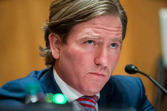 Fired Cybersecurity and Infrastructure Security Agency Director Chris Krebs testifies before a Senate Homeland Security and Governmental Affairs Committee hearing.&nbsp;